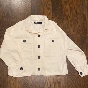Zara off-white corduroy cropped jacket, like new, size small